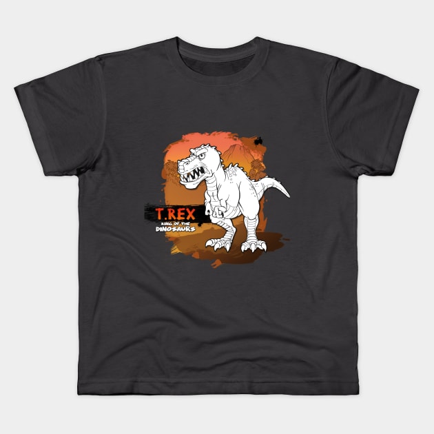 T_rex_Cartoon Kids T-Shirt by Mauro_t_shirts